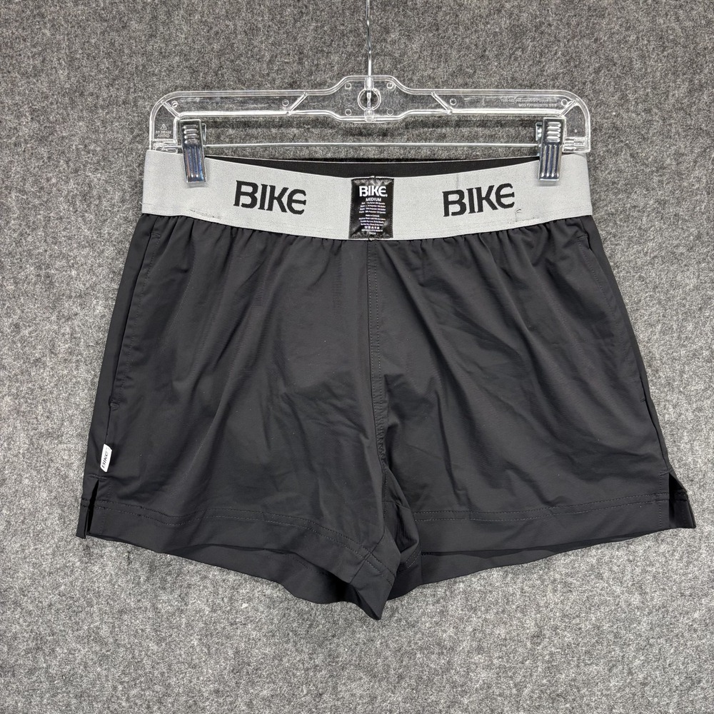 BIKE Jock Short Mens Medium Black Jockstrap Lined 3.5 Inseam Pockets Gay Pouch